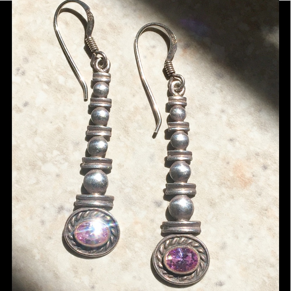 Gorgeous sterling and sparkling amethyst earrings - Picture 2 of 7